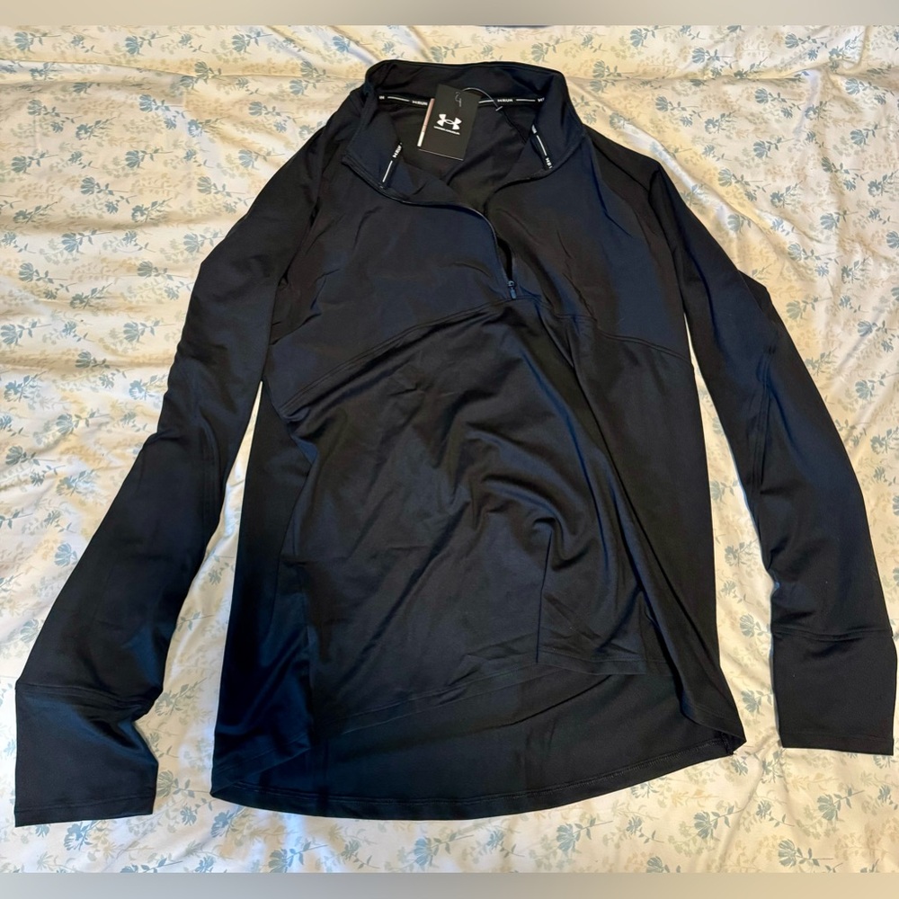 Under Armour Men’s Black Fitted Run 2.0 Quarter Zip Athletic Jacket. XL. NWT